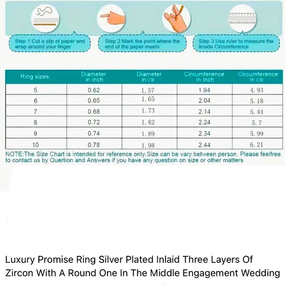 ♥️Luxury, promise, ring, silver plated, three layers Zircon, round stone center - Picture 5 of 9